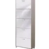 Hot Scarpiera olmo e bianco lucido con 5 ante, 70x190x29 cm Scarpiere