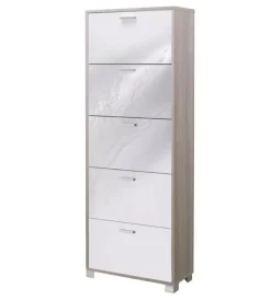 Hot Scarpiera olmo e bianco lucido con 5 ante, 70x190x29 cm Scarpiere