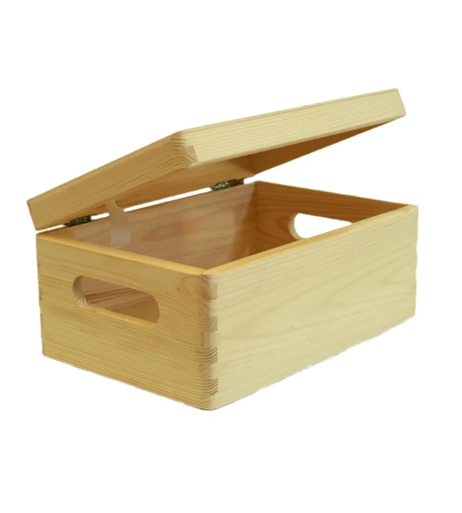 Complementi In Legno- Scatola multiuso con coperchio "wood box" in legno marrone chiaro, 30x20x14 cm