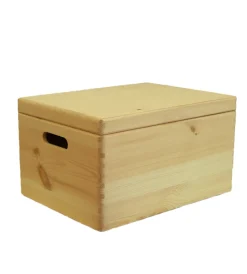 Scatola multiuso con coperchio "wood box" in legno marrone chiaro, 60x40x23 cm Complementi In Legno