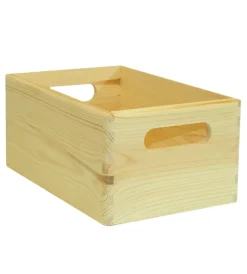 Complementi In Legno|Scatola multiuso senza coperchio "wood box" in legno marrone chiaro, 20x15x9 cm