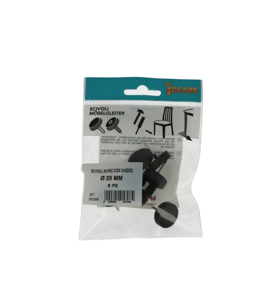 Accessori- Scivoli in pvc neri con chiodo ø 20 mm. 8 pz.