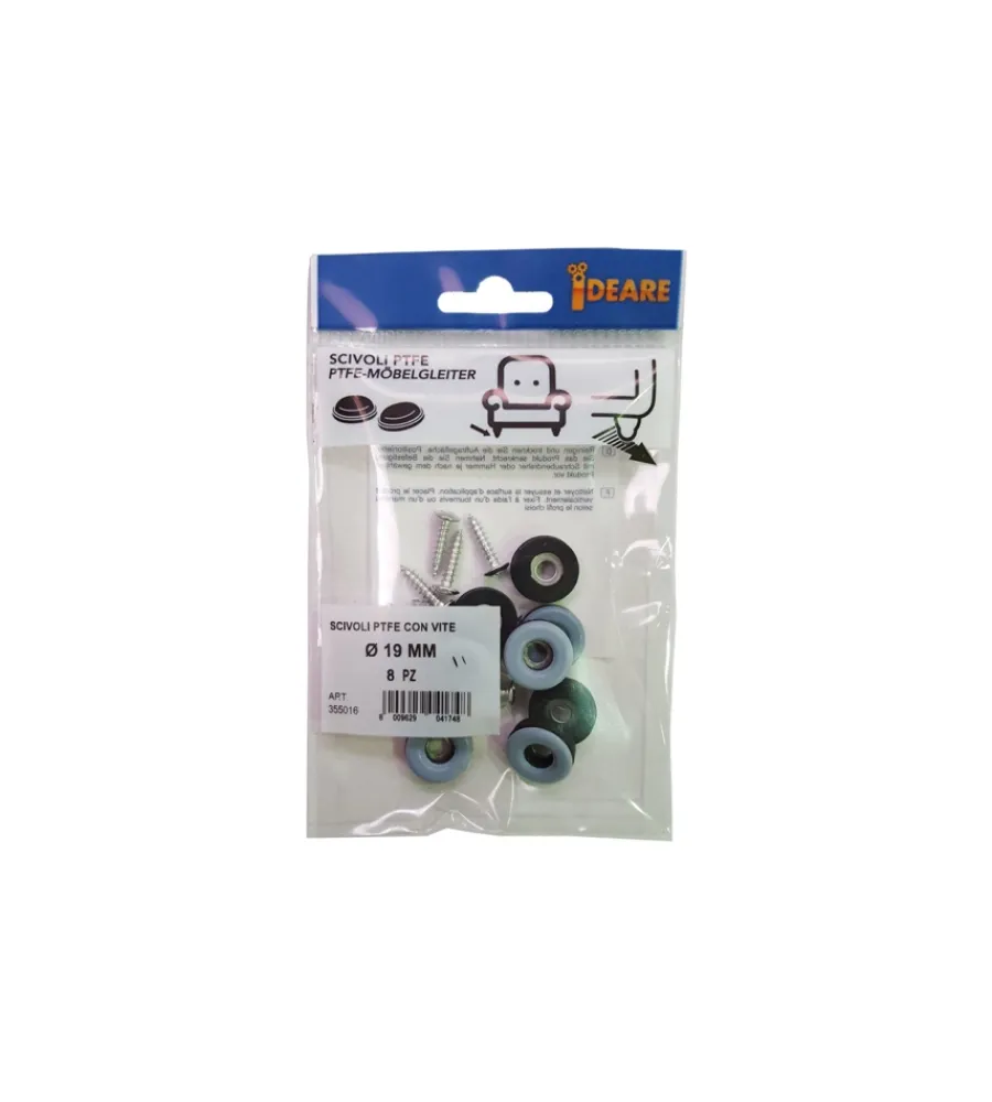 Accessori- Scivoli ptfe tondi con vite ø 30 mm. - grigio - 8 pz.