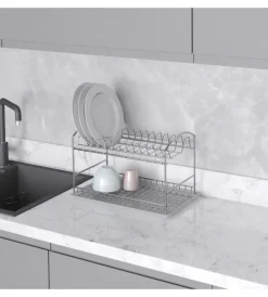 Accessori Cucina-Emuca Scolapiatti  da lavandino con vassoio, acciaio