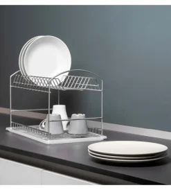 Accessori Cucina-Emuca Scolapiatti  da lavandino con vassoio, acciaio