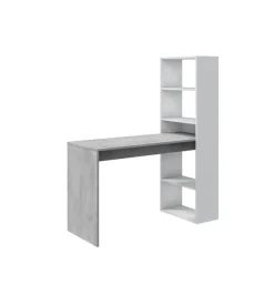 Best Scrivania "duplo" con libreria reversibile bianco e cemento 120x53x144 cm Scrivanie E Cassettiere