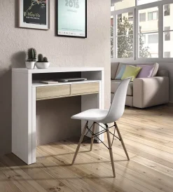 Sale Scrivania consolle estensibile bianca con cassetti rovere Scrivanie E Cassettiere
