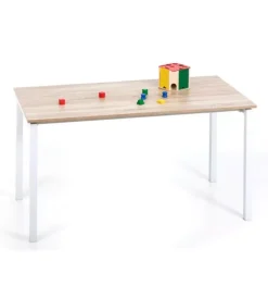 Scrivanie E Cassettiere|Scrivania "expoler" in metallo bianco e rovere, 140x70x75 cm