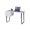 Scrivanie E Cassettiere|Scrivania mdf laccato bianco lucido con cassetti, 120x55x76 cm