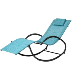 EuroGarden Mobili Da Giardino E Accessori|Sdraio a dondolo da esterno "relaxing" azzurro melange 64x160x81 cm