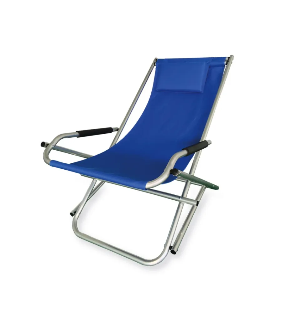 Mobili Da Giardino E Accessori- Sdraio da giardino essenza "elba" in alluminio e pvc blu 60x97x70 cm