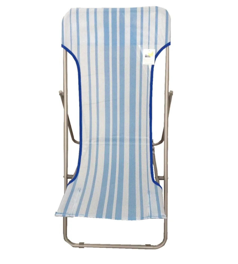 Discount Sdraio da giardino essenza "beach" in acciaio e textilene riga azzurra 45x72x70 cm Mobili Da Giardino E Accessori