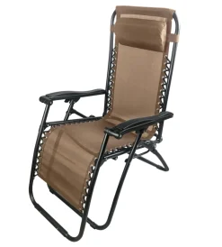 Mobili Da Giardino E Accessori|Sdraio da giardino multiposizione con cuscino essenza "siesta" in acciaio e textilene marrone 90x65x110 cm