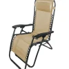 Mobili Da Giardino E Accessori- Sdraio da giardino multiposizione con cuscino essenza "siesta" in acciaio e textilene beige 90x65x110 cm