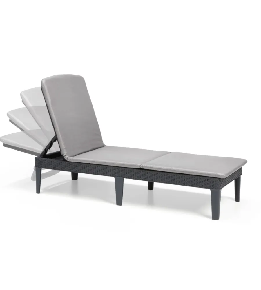 Keter Mobili Da Giardino E Accessori|Sdraio lettino prendisole "jaipur sunlounger" colore grafite con cuscino, 187x58x29 cm -