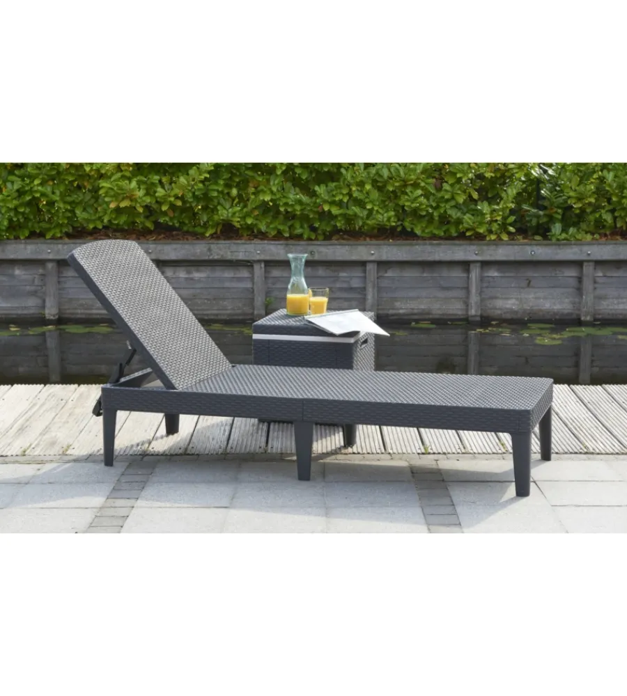 Keter Mobili Da Giardino E Accessori|Sdraio lettino prendisole "jaipur sunlounger" colore grafite con cuscino, 187x58x29 cm -
