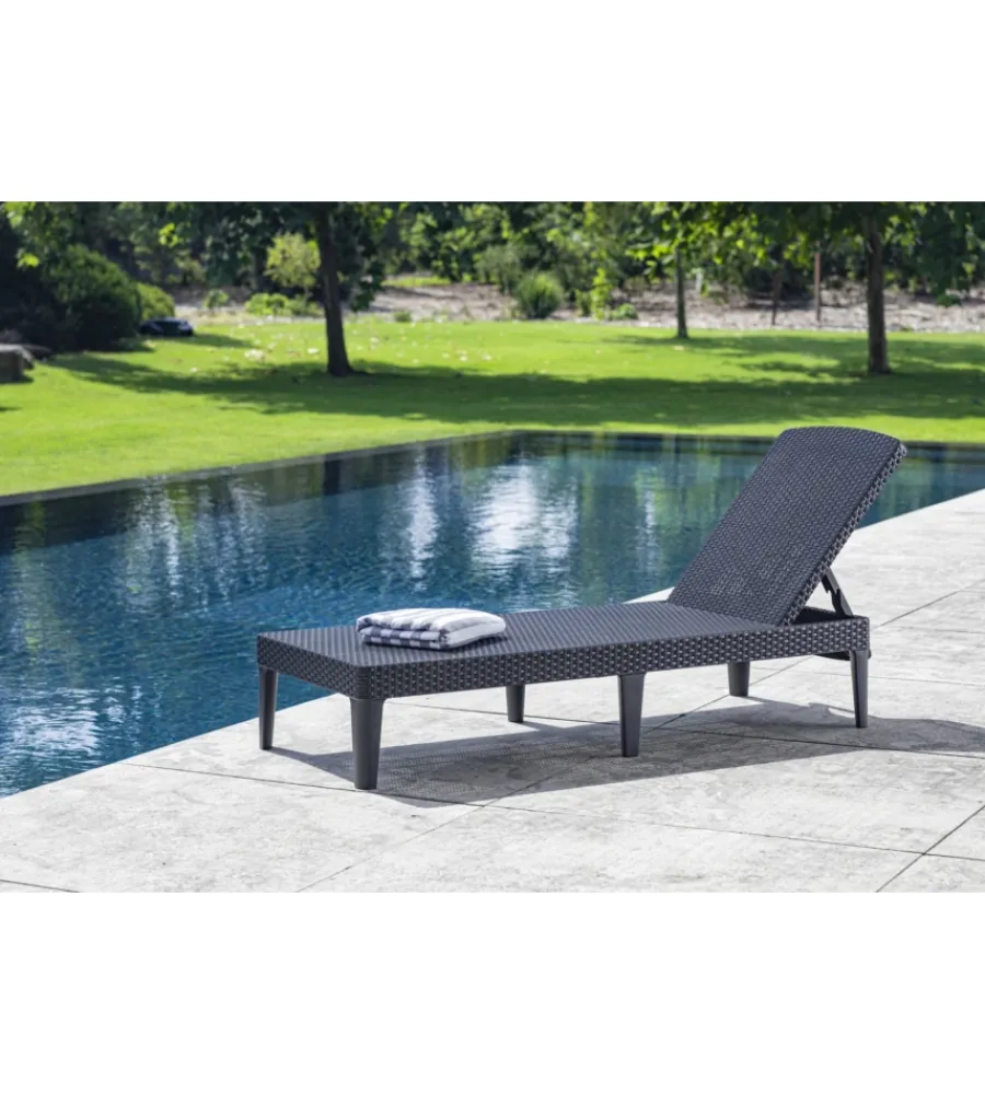 Keter Mobili Da Giardino E Accessori|Sdraio lettino prendisole "jaipur sunlounger" colore grafite con cuscino, 187x58x29 cm -