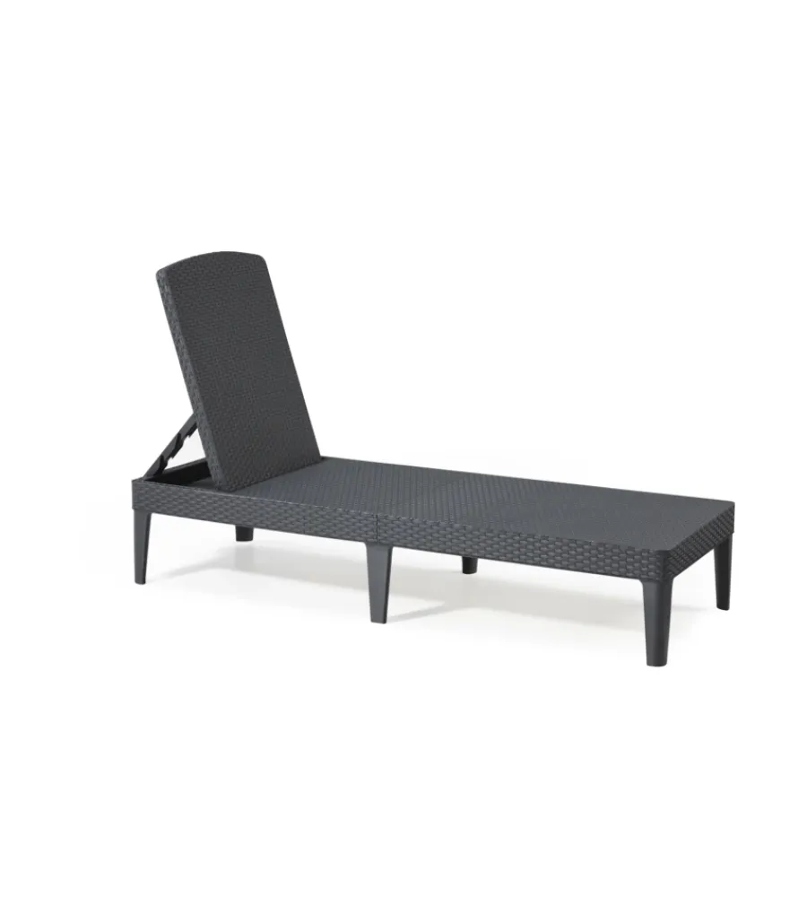 Keter Mobili Da Giardino E Accessori|Sdraio lettino prendisole "jaipur sunlounger" colore grafite con cuscino, 187x58x29 cm -