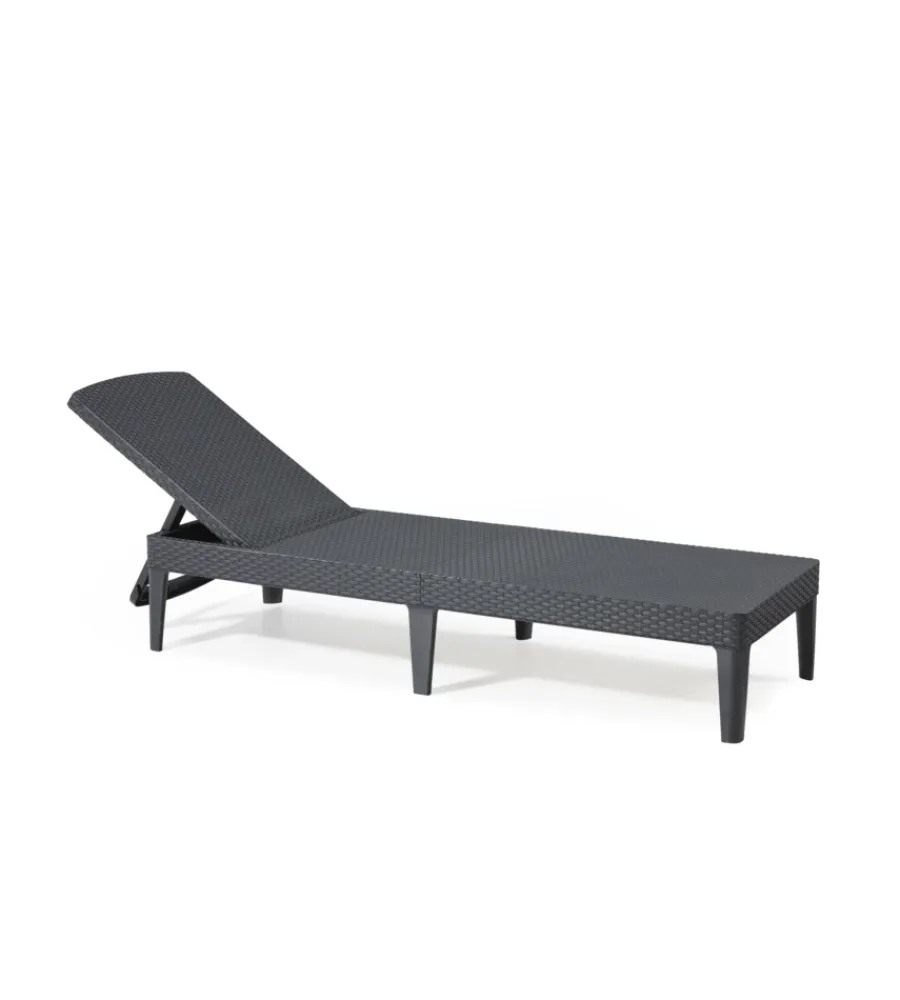 Keter Mobili Da Giardino E Accessori|Sdraio lettino prendisole "jaipur sunlounger" colore grafite con cuscino, 187x58x29 cm -