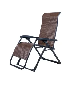 Mobili Da Giardino E Accessori-EuroGarden Sdraio pieghevole reclinabile con braccioli "gravity" in rattan marrone 95x68x113 cm