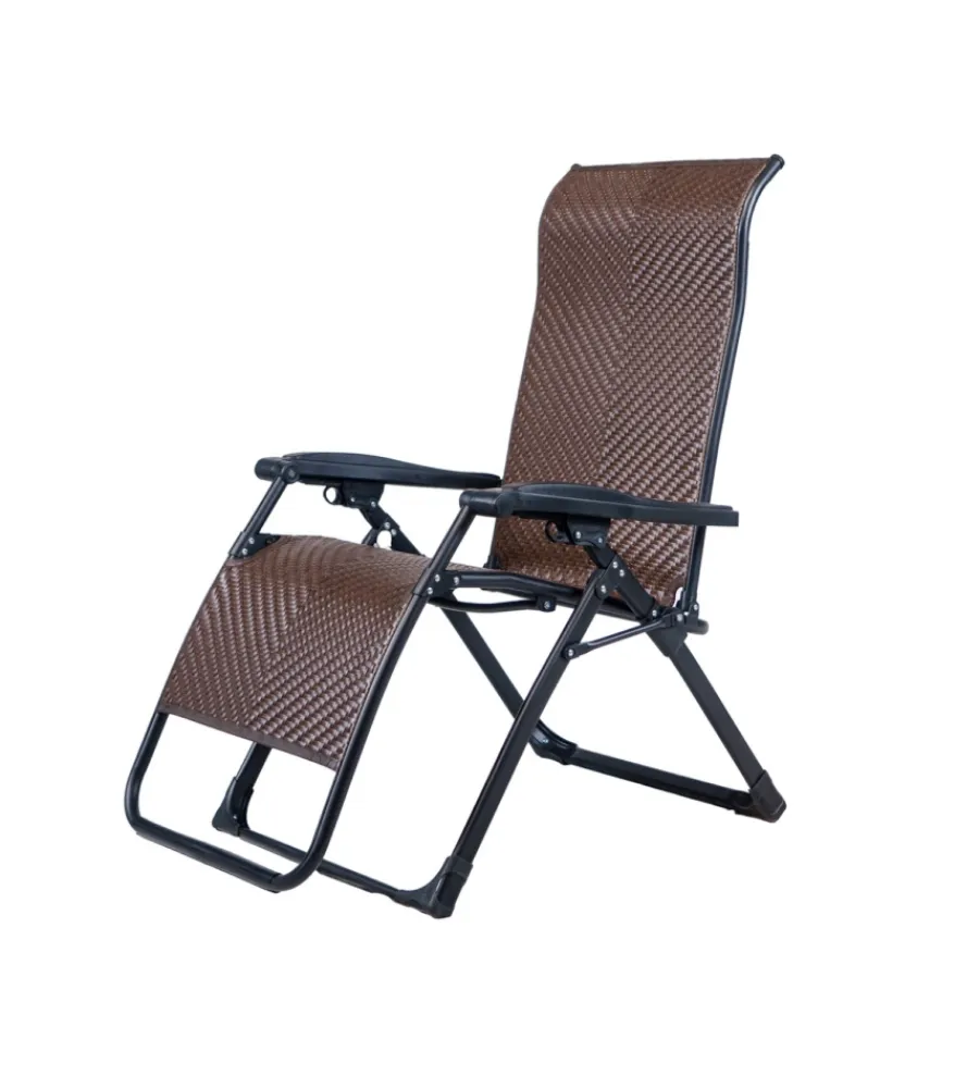 Mobili Da Giardino E Accessori-EuroGarden Sdraio pieghevole reclinabile con braccioli "gravity" in rattan marrone 95x68x113 cm