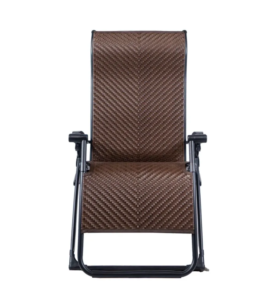 Mobili Da Giardino E Accessori-EuroGarden Sdraio pieghevole reclinabile con braccioli "gravity" in rattan marrone 95x68x113 cm