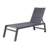 Mobili Da Giardino E Accessori-EuroGarden Sdraio reclinabile con ruote "atene" in textilene antracite 199x65x42 cm