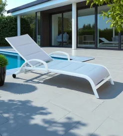 Sdraio reclinabile e impilabile elica garden "malaga" in alluminio bianco 165x70,5x92 cm Mobili Da Giardino E Accessori