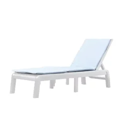 Mobili Da Giardino E Accessori-Keter Sdraio reclinabile e ripiegabile "formentera" in polipropilene bianco e cuscino ocean blue 187,5x58x29 cm
