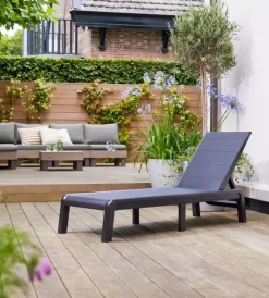 Mobili Da Giardino E Accessori-Keter Sdraio reclinabile e ripiegabile "formentera" in polipropilene grafite 187,5x58x29 cm