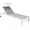 Outlet Sdraio reclinabile elica garden "madison" con tettuccio in alluminio bianco 195x78x32 cm Mobili Da Giardino E Accessori