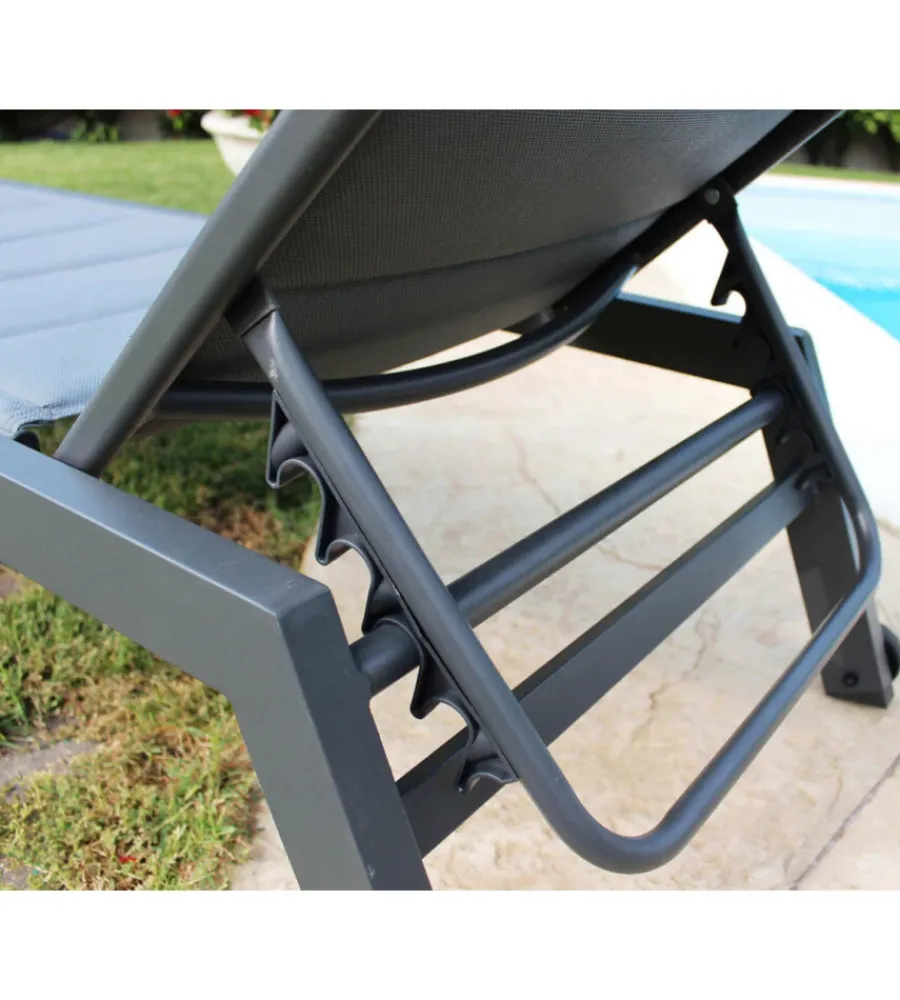 Mobili Da Giardino E Accessori- Sdraio reclinabile elica garden "formentera" in alluminio antracite 198x61x95 cm