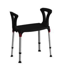 Sale Sedia da bagno regolabile con braccioli colore nero, 50x30x39/54 cm Accessori Bagno