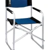 Brunner Campeggio|Sedia da campeggio "captain" in alluminio e poliestere nero e blu 48x46x45,5/81 cm