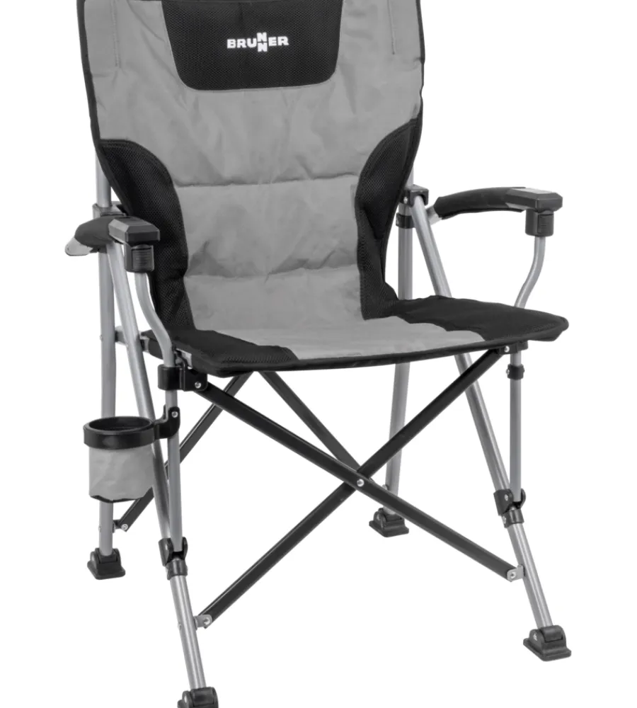 Brunner Campeggio|Sedia da campeggio "raptor compack" in acciaio e poliestere nero e grigio 61,5x60x46/90 cm