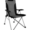 Brunner Campeggio|Sedia da campeggio "raptor highback" in acciaio e poliestere nero e grigio 51x44x48/110 cm
