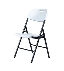EuroGarden Campeggio|Sedia da campeggio pieghevole in polietilene bianco 53x46x87 cm