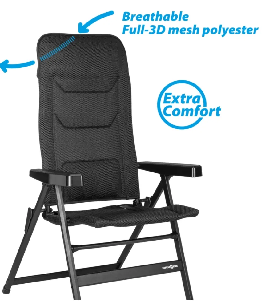 Campeggio-Brunner Sedia da campeggio reclinabile "rebel pro medium" in alluminio e 3durafeel antracite 48x46x123 cm
