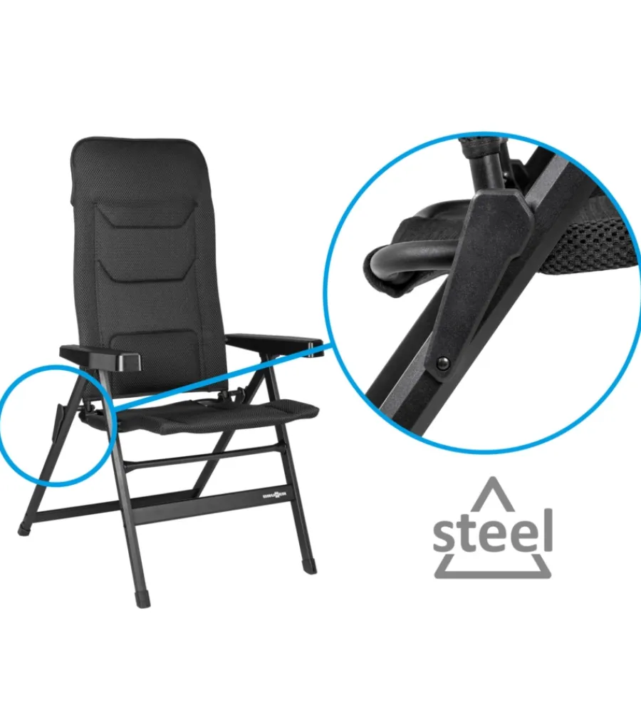 Campeggio-Brunner Sedia da campeggio reclinabile "rebel pro medium" in alluminio e 3durafeel antracite 48x46x123 cm