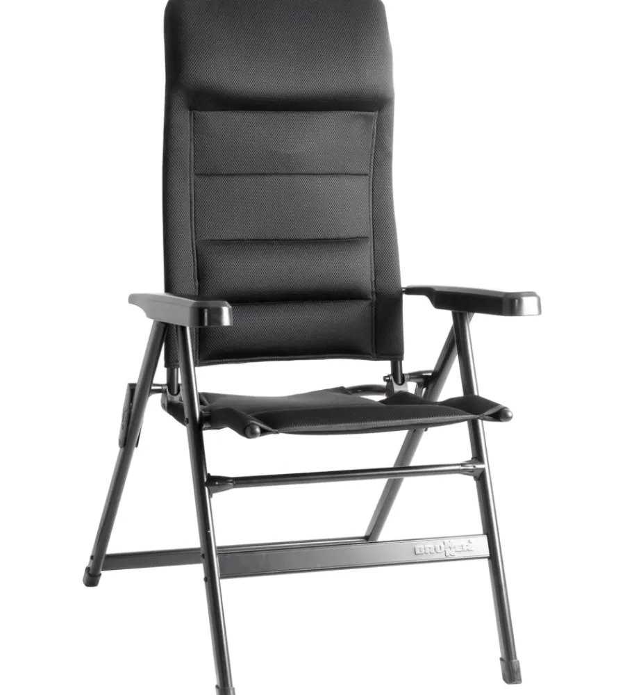 Hot Sedia da campeggio reclinabile "aravel 3d small" in alluminio e 3durafeel nero 41x44x116 cm Campeggio