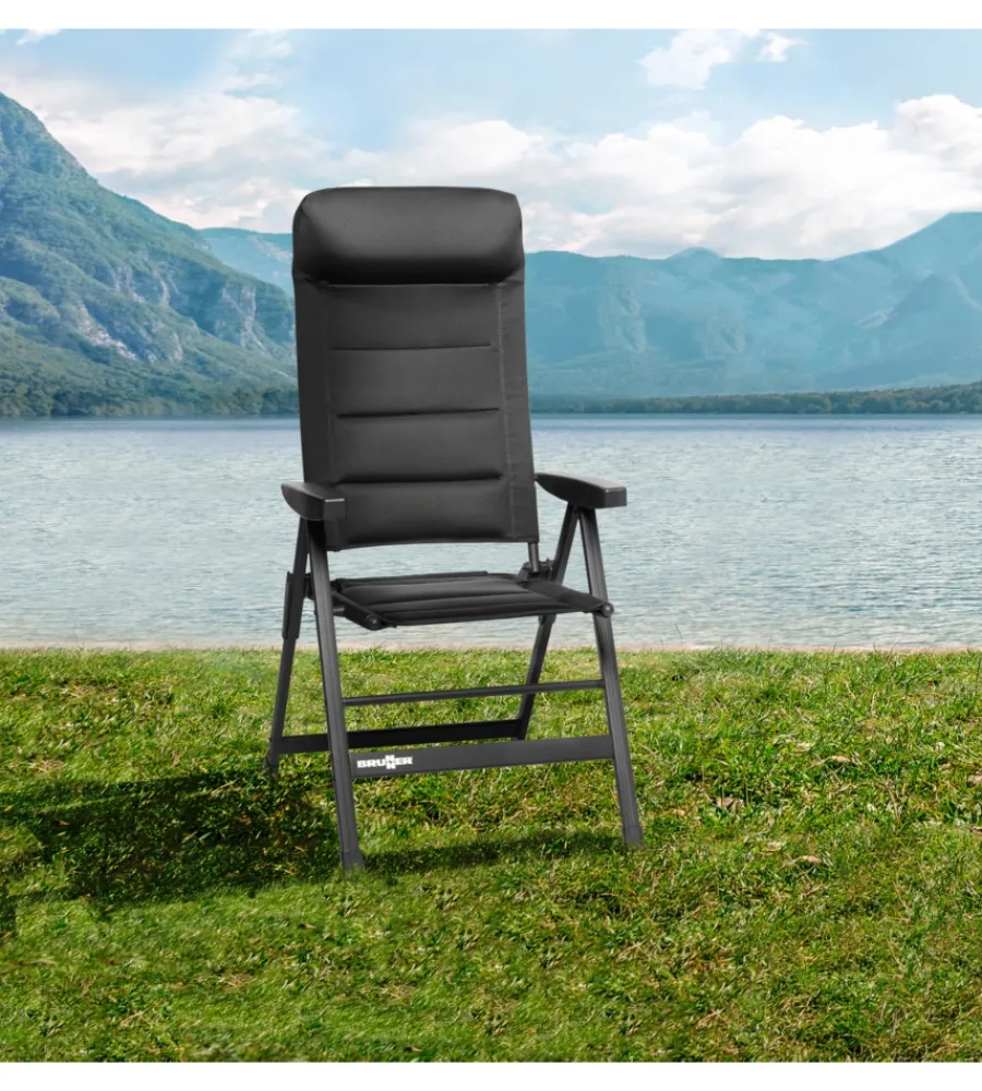 Discount Sedia da campeggio reclinabile "skye 3d" in alluminio e 3durafeel nero 47x41x122 cm Campeggio