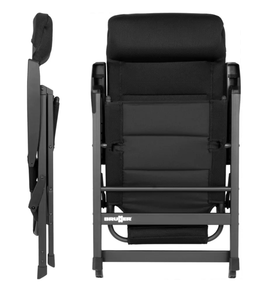 Discount Sedia da campeggio reclinabile "skye 3d" in alluminio e 3durafeel nero 47x41x122 cm Campeggio