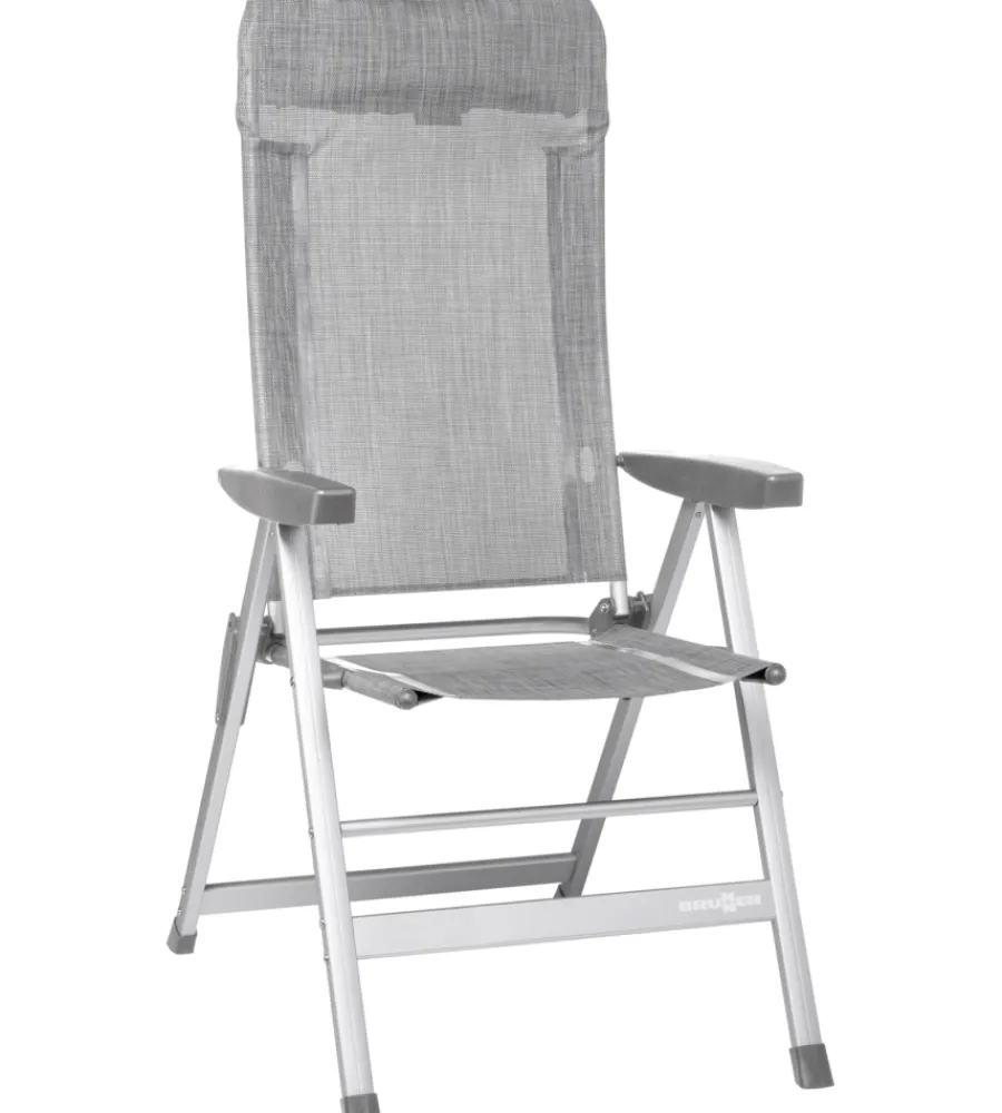 Brunner Campeggio|Sedia da campeggio reclinabile "skye" in alluminio e syntex plus grigio chiaro 46,5x42x124 cm