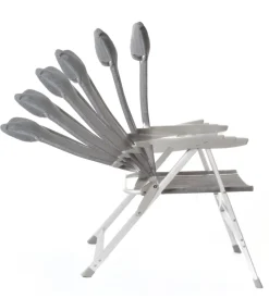 Brunner Campeggio|Sedia da campeggio reclinabile "skye" in alluminio e syntex plus grigio chiaro 46,5x42x124 cm