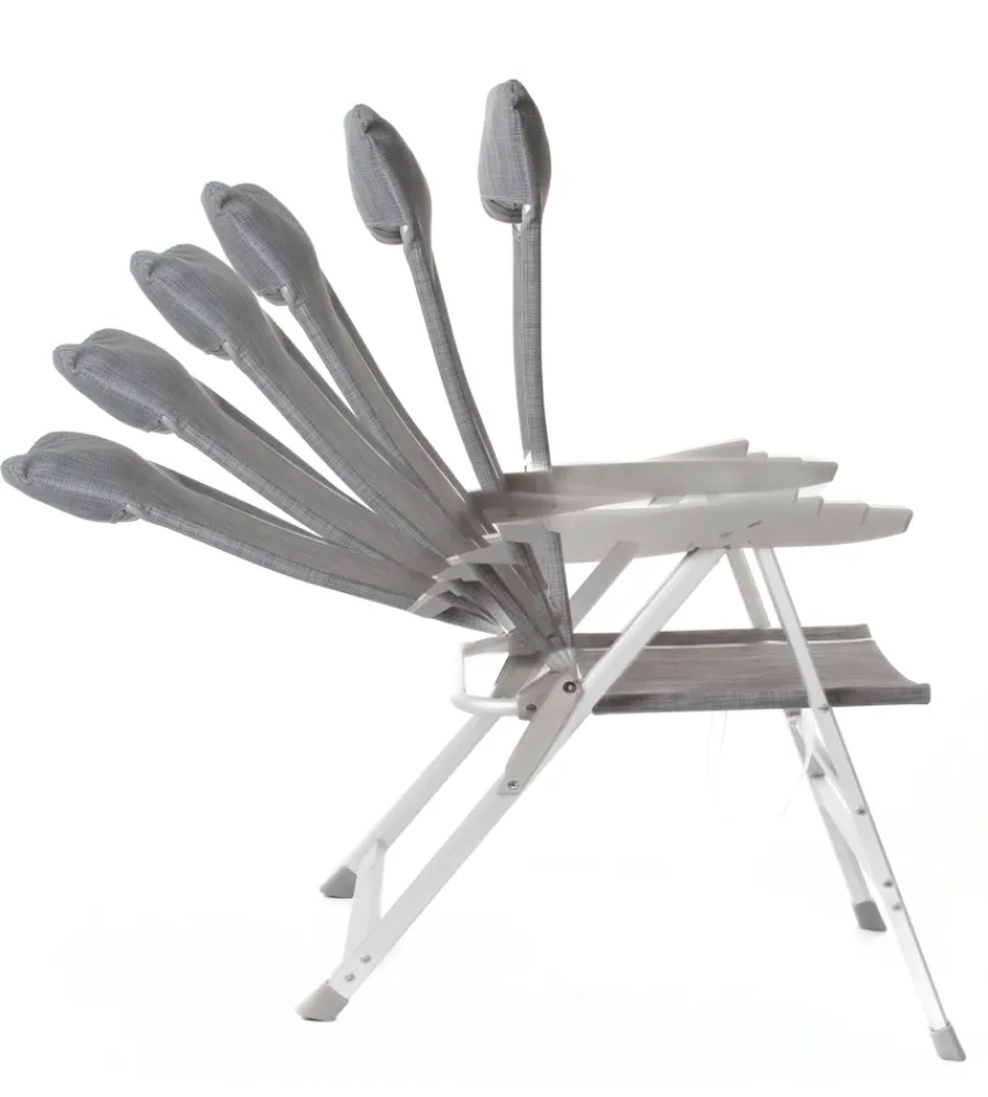 Brunner Campeggio|Sedia da campeggio reclinabile "skye" in alluminio e syntex plus grigio chiaro 46,5x42x124 cm