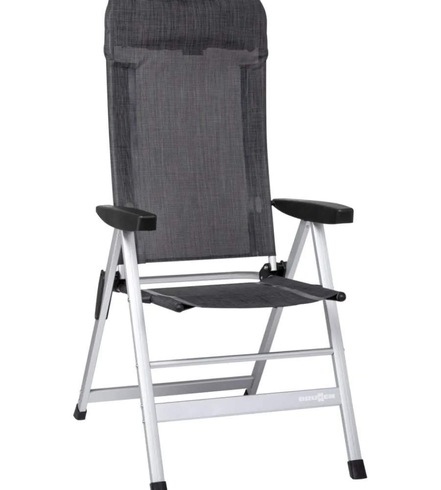 New Sedia da campeggio reclinabile "skye" in alluminio e syntex plus grigio scuro 46,5x42x124 cm Campeggio
