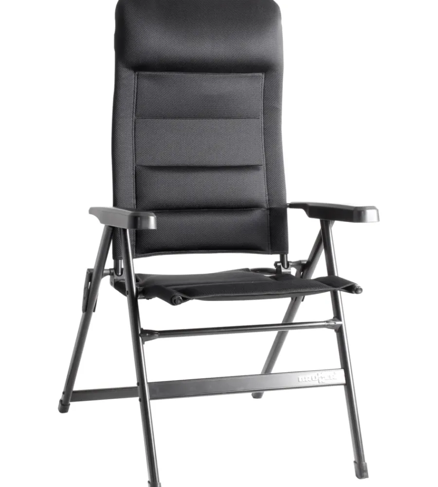 New Sedia da campeggio reclinabile "aravel 3d medium" in alluminio e 3durafeel nero 47x44x121 cm Campeggio