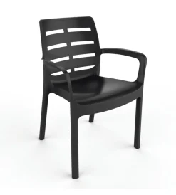 Mobili Da Giardino E Accessori|Sedia da esterno con braccioli "borneo" in polipropilene antracite 60,5x54x82 cm
