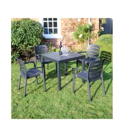 Mobili Da Giardino E Accessori|Sedia da esterno con braccioli "borneo" in polipropilene antracite 60,5x54x82 cm