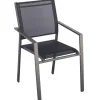 Mobili Da Giardino E Accessori- Sedia da esterno con braccioli solaria "zara" in alluminio antracite 54x57x89 cm